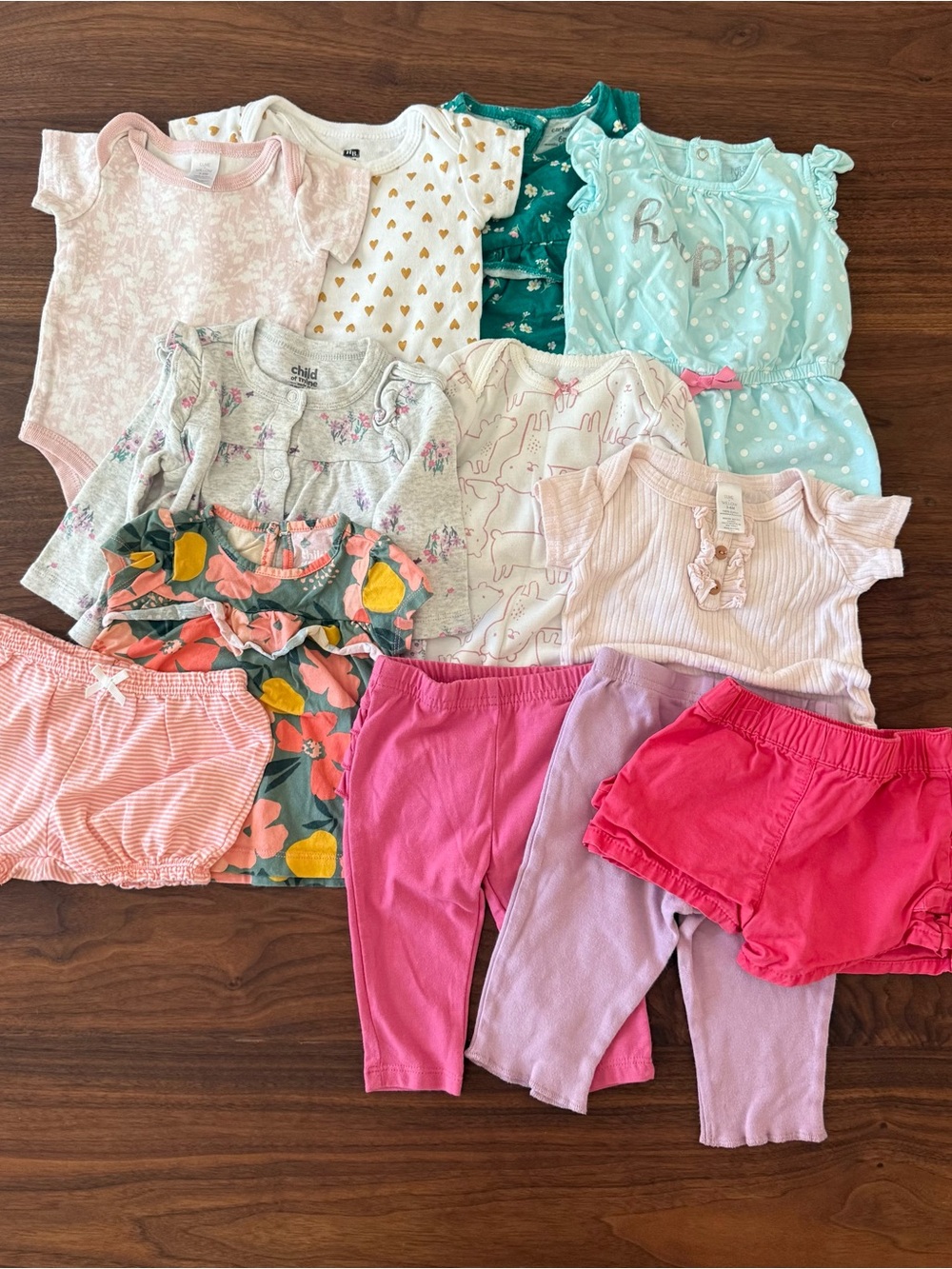 3-6 month Mixed Outfit Bundle - Pink, Mint, Coral, Floral